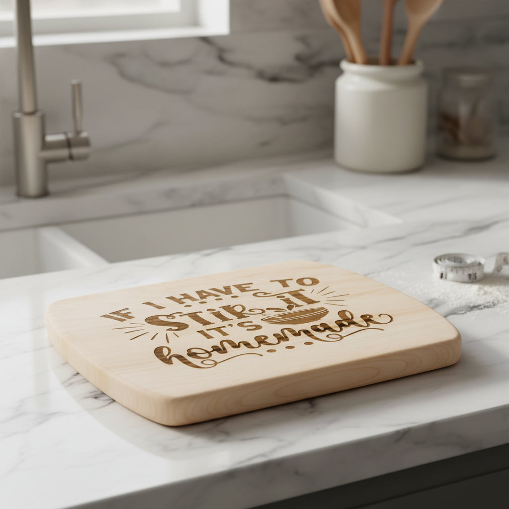 Humorous If I have to Stir It, Its Homemade Oval Maple Cutting Board 8" x 11"