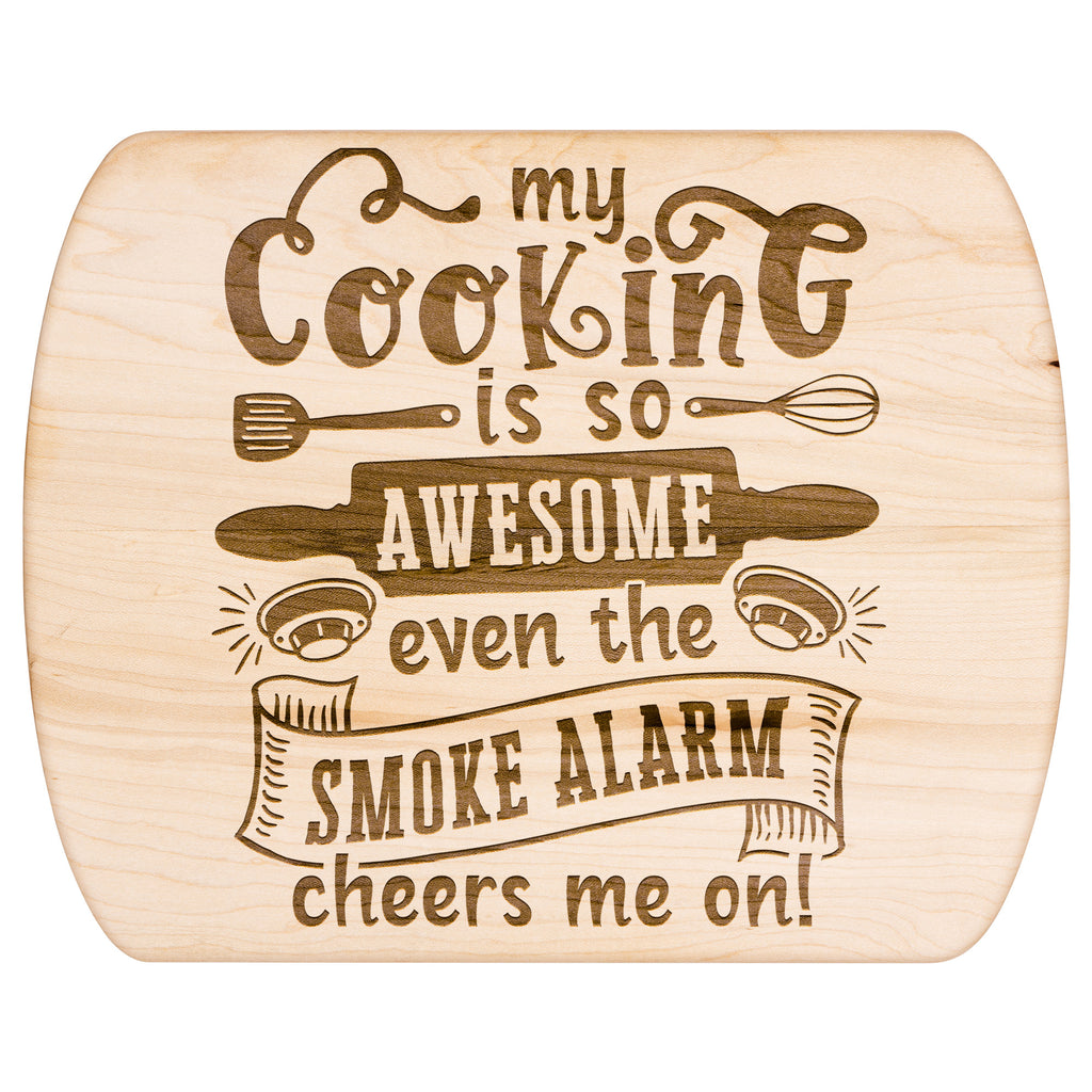 Humorous Smoke Alarm Cheers Me On Oval Maple Cutting Board 8" x 11"