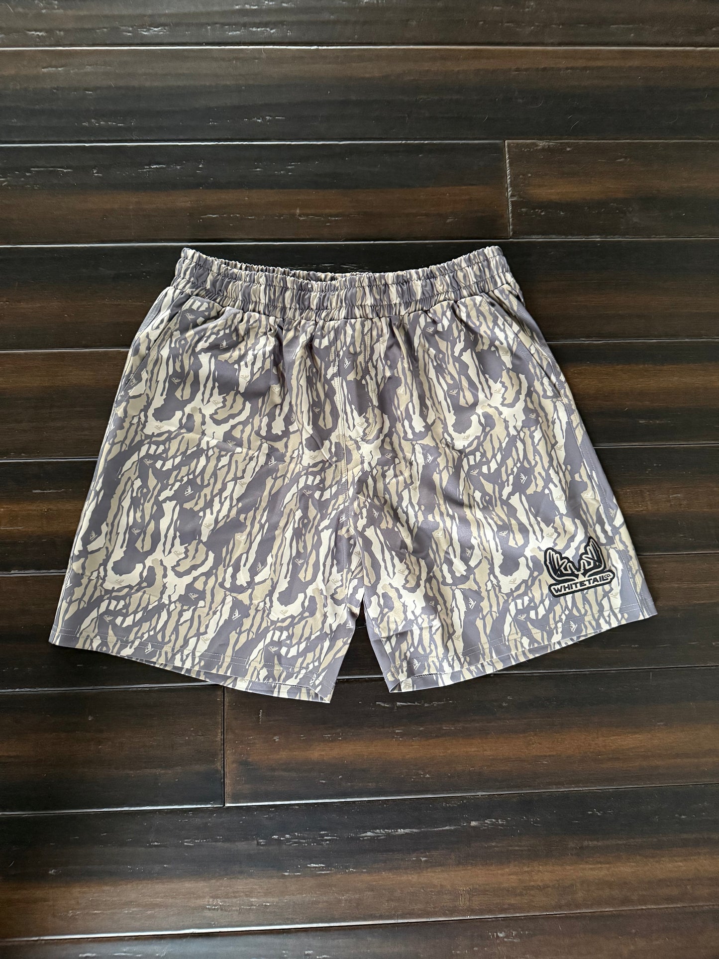 Whitetail Co. Hunt Camp Shorts Faded Old Tree Bark