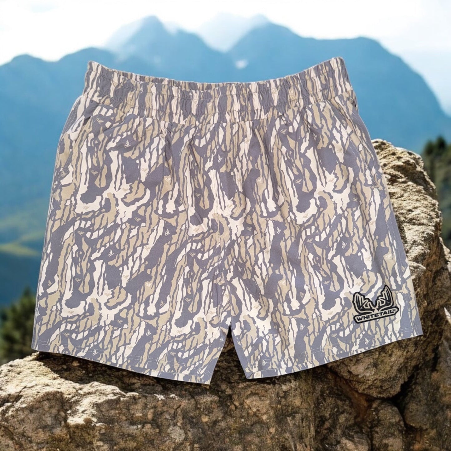 Whitetail Co. Hunt Camp Shorts Faded Old Tree Bark
