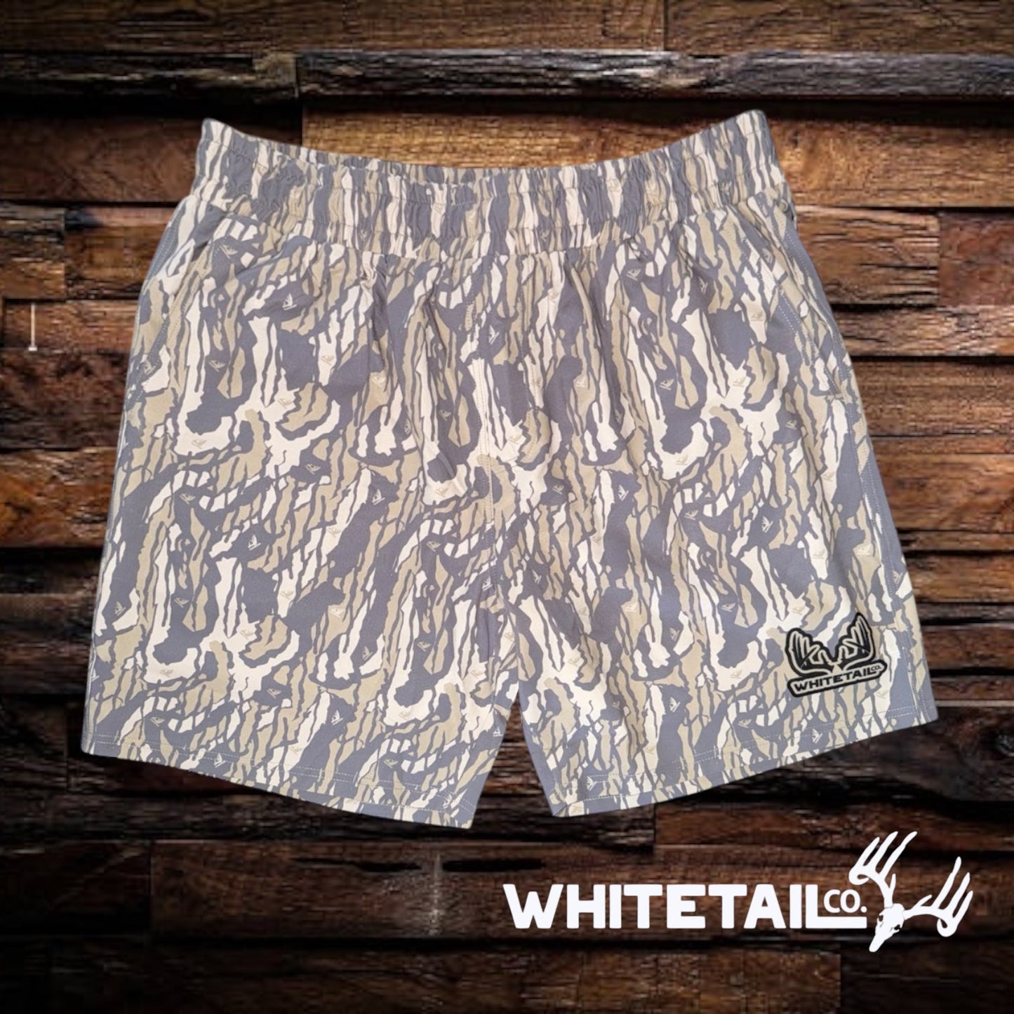 Whitetail Co. Hunt Camp Shorts Faded Old Tree Bark