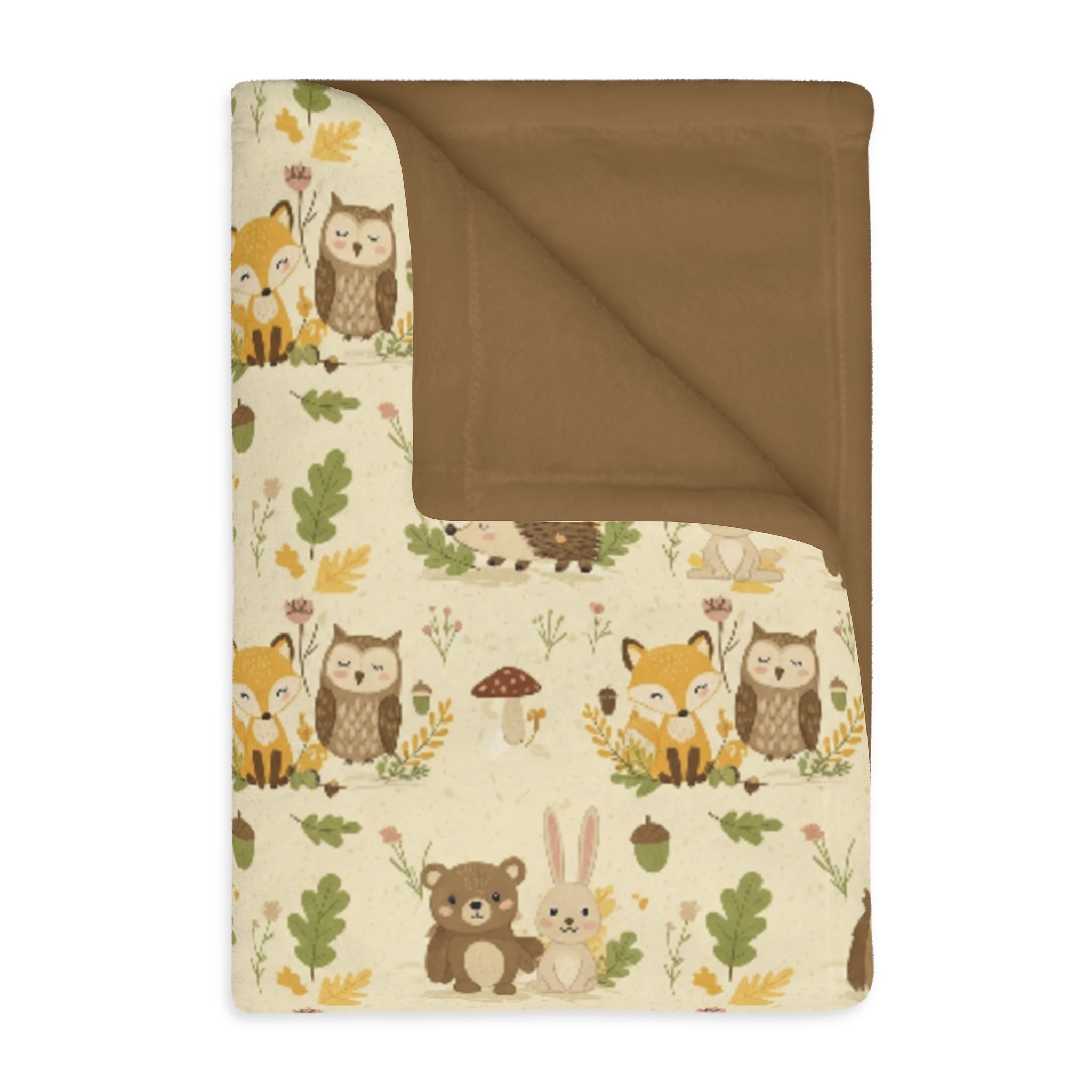 Cream woodland baby blanket folded