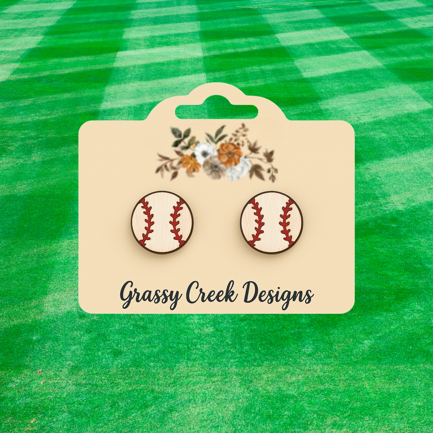 Baseball + Softball Wood Stud Earrings