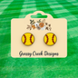 Baseball + Softball Wood Stud Earrings