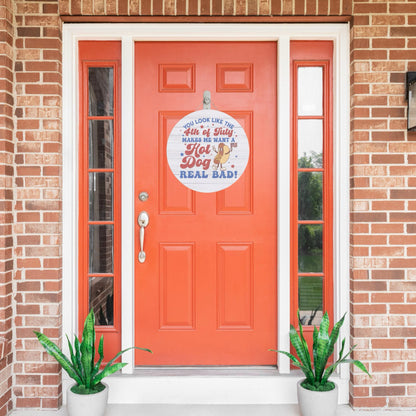 Fourth Of July Hot Dog Real Bad 10 inch Wood Sign Decor