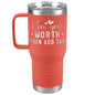 Know Your Worth, Add Tax Engraved 20oz Tumbler with Handle