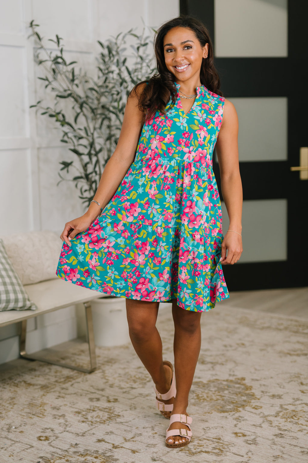 Lizzy Three Tier Tank Ditsy Floral Women's Dress