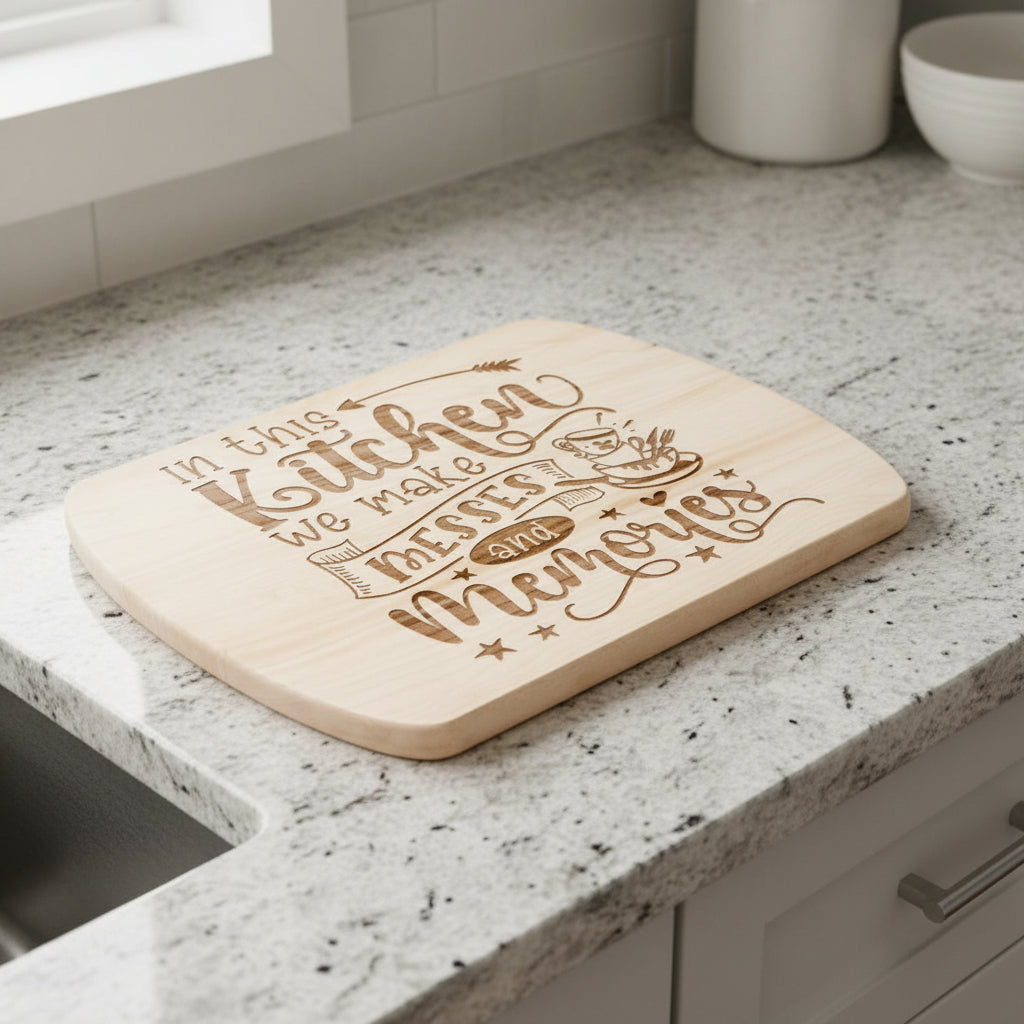 Messes and Memories Oval Maple Cutting Board 8" x 11"