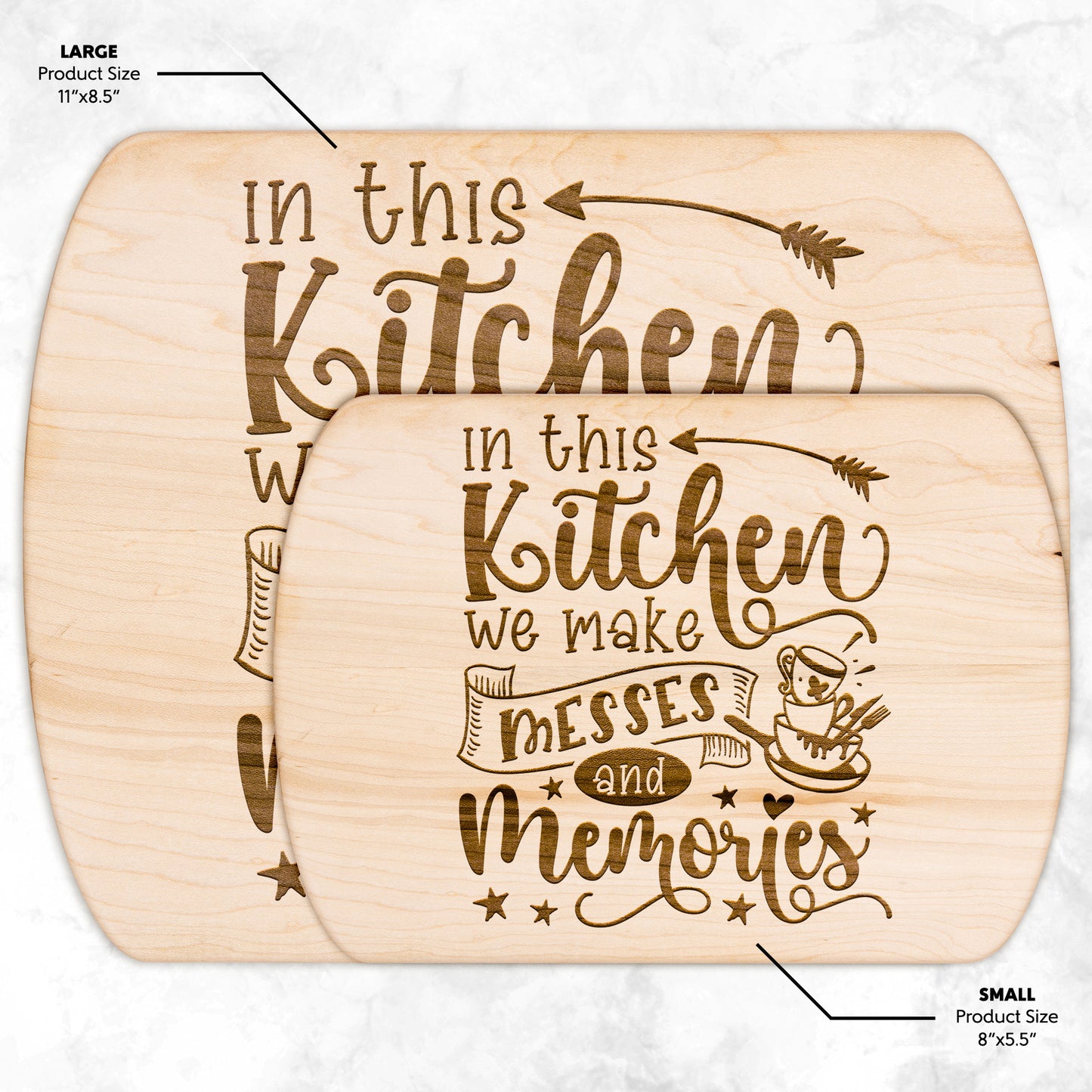 Messes and Memories Oval Maple Cutting Board 8" x 11"