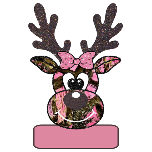 Pink Hunting Camoflauge Reindeer Youth Personalized Name PNG File - Digital Download
