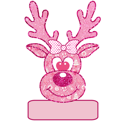 Pink Christmas Theme Pattern Reindderr Youth Personalized Name PNG File - Digital Download