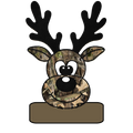 Hunting Camoflauge Reindeer Youth Personalized Name PNG File - Digital Download