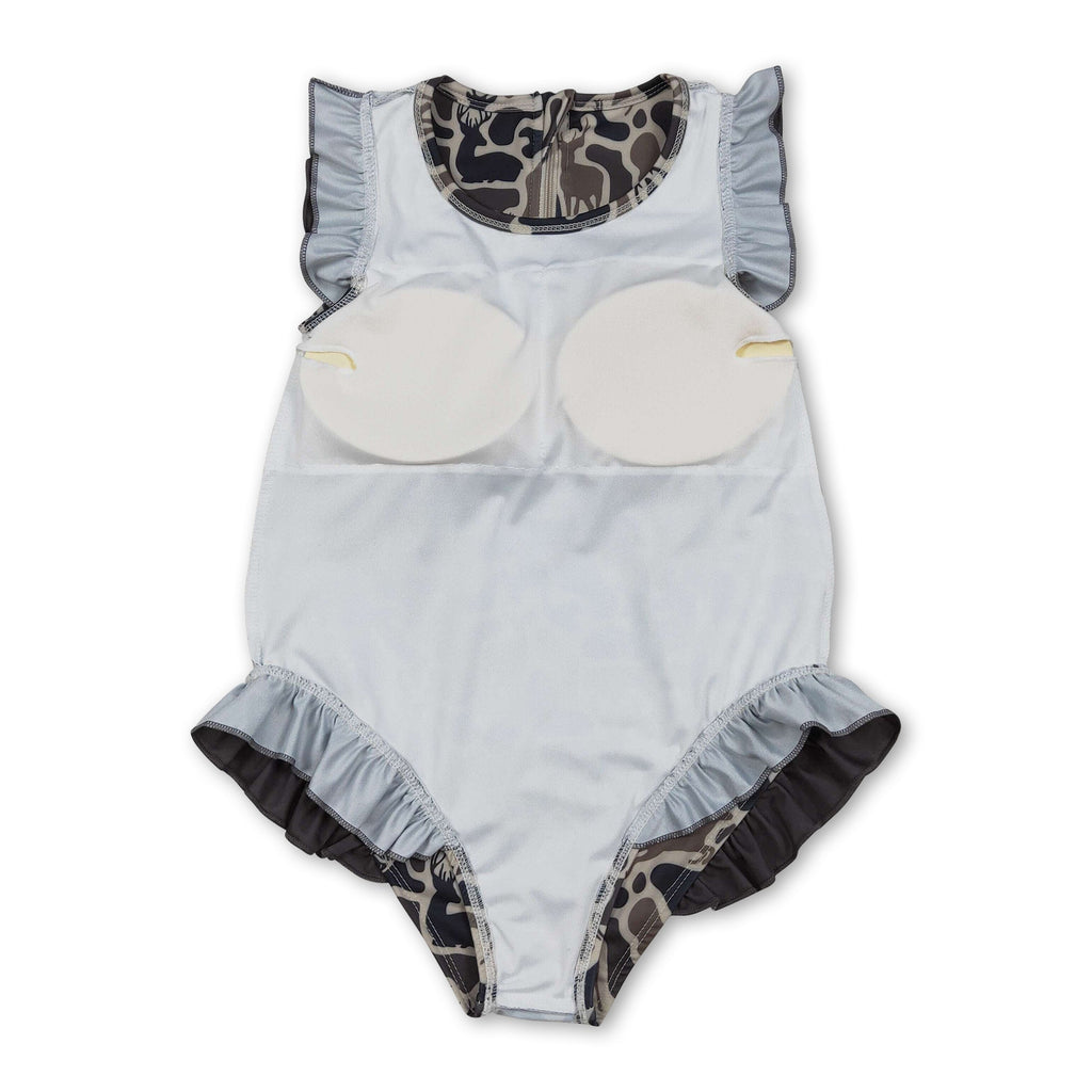 Infant and Children's Camo & Deer Ruffle Swimsuit – Boutique One‑Piece