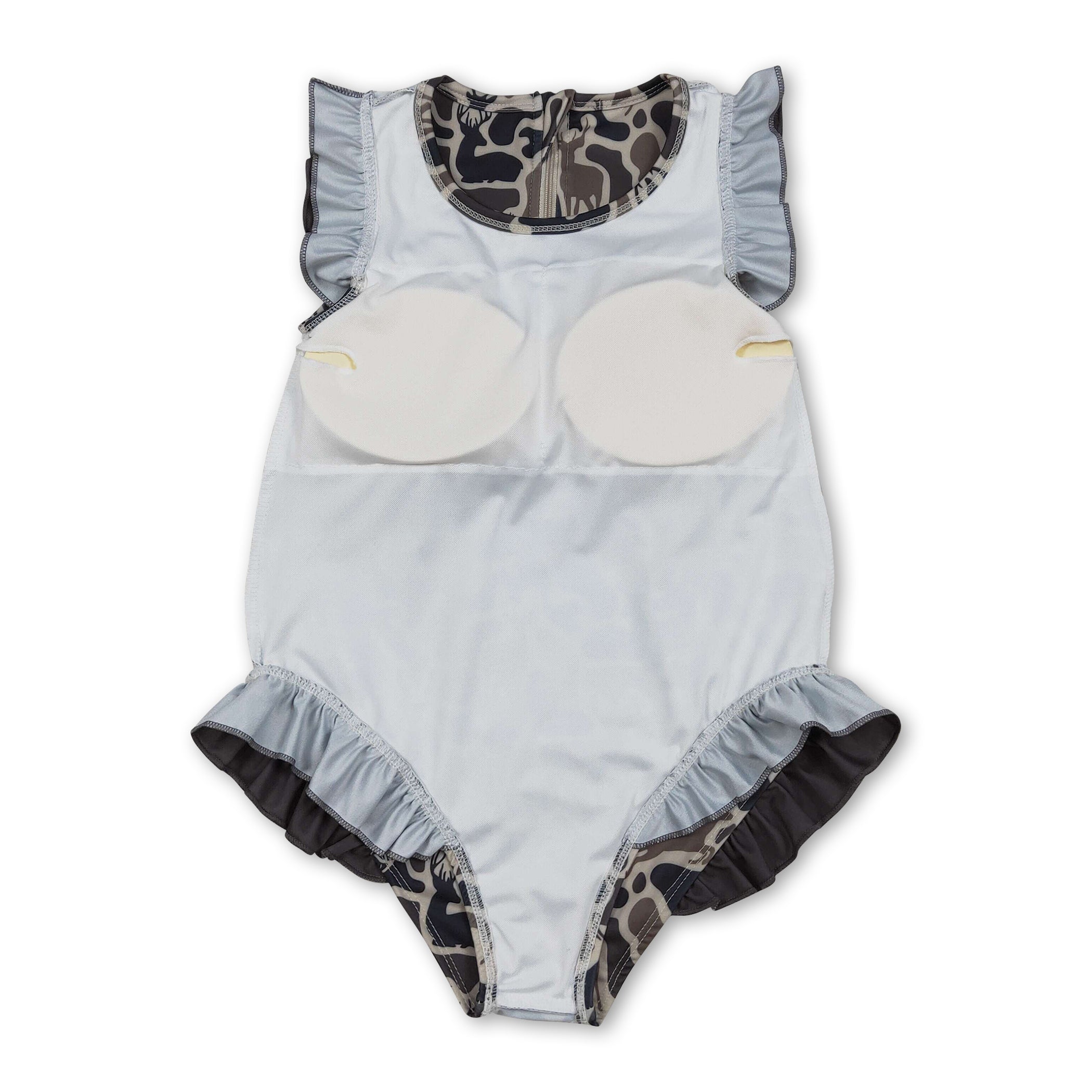 Infant and Children's Camo & Deer Ruffle Swimsuit – Boutique One‑Piece