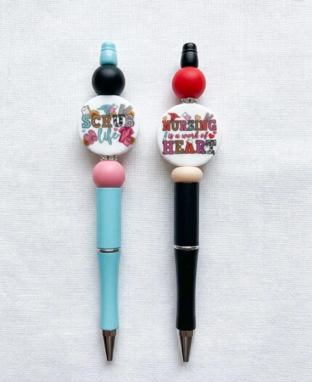 Medical & Nursing Themed Handmade Silicone Beaded Pen Sets