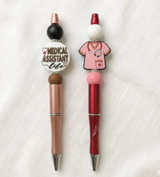 Medical & Nursing Themed Handmade Silicone Beaded Pen Sets