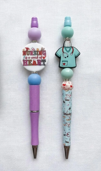 Medical & Nursing Themed Handmade Silicone Beaded Pen Sets