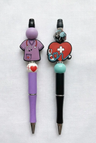 Medical & Nursing Themed Handmade Silicone Beaded Pen Sets