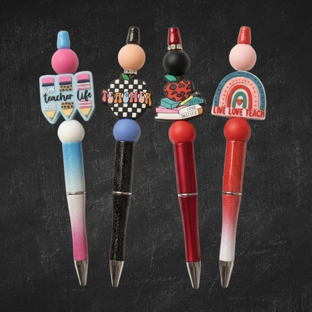 Handmade Silicone Beaded Pen Set for Teachers - Set of 2 - Teacher Appreciation Gift