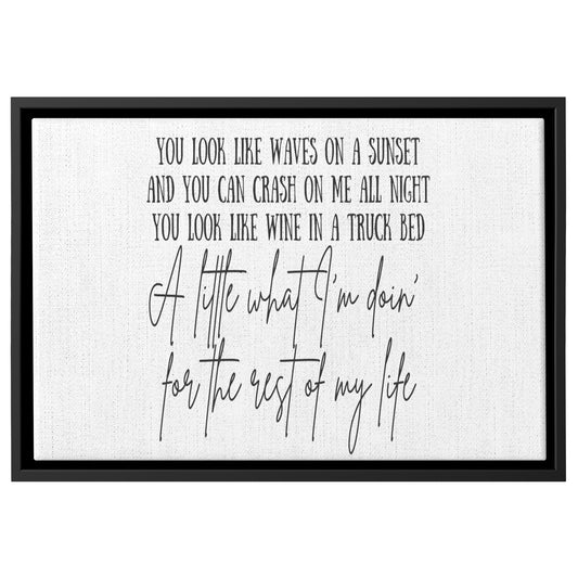 "Wind Up Missin’ You" Tucker Wetmore Song Lyrics Framed Canvas Sign