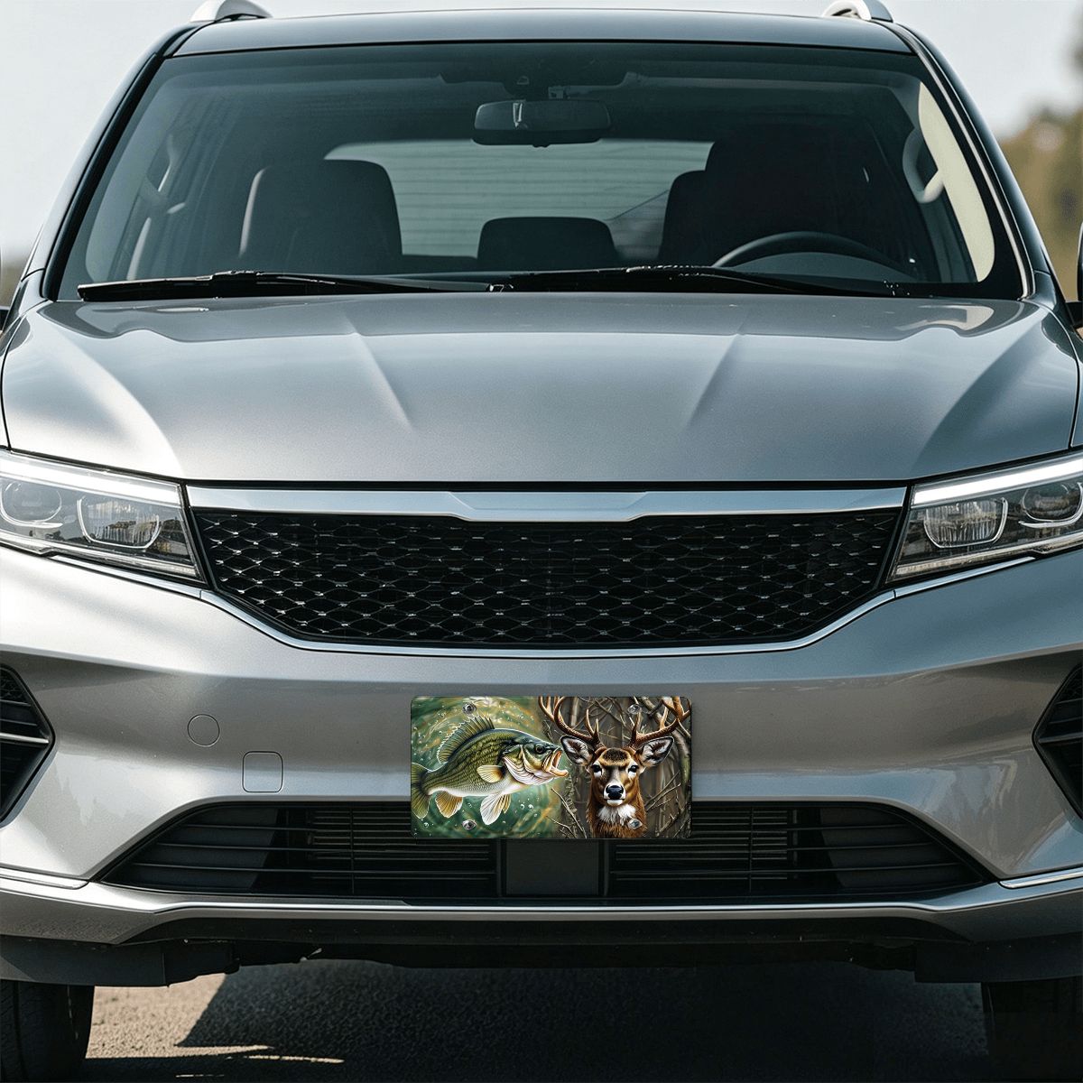 Fish & Deer Outdoor Enthusiast Blended Vehicle Decorative License Plate 12" × 6"