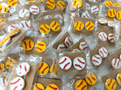 Baseball + Softball Leather Stud Earrings