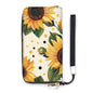 Golden Bloom Sunflower Vertical Wristlet Wallet