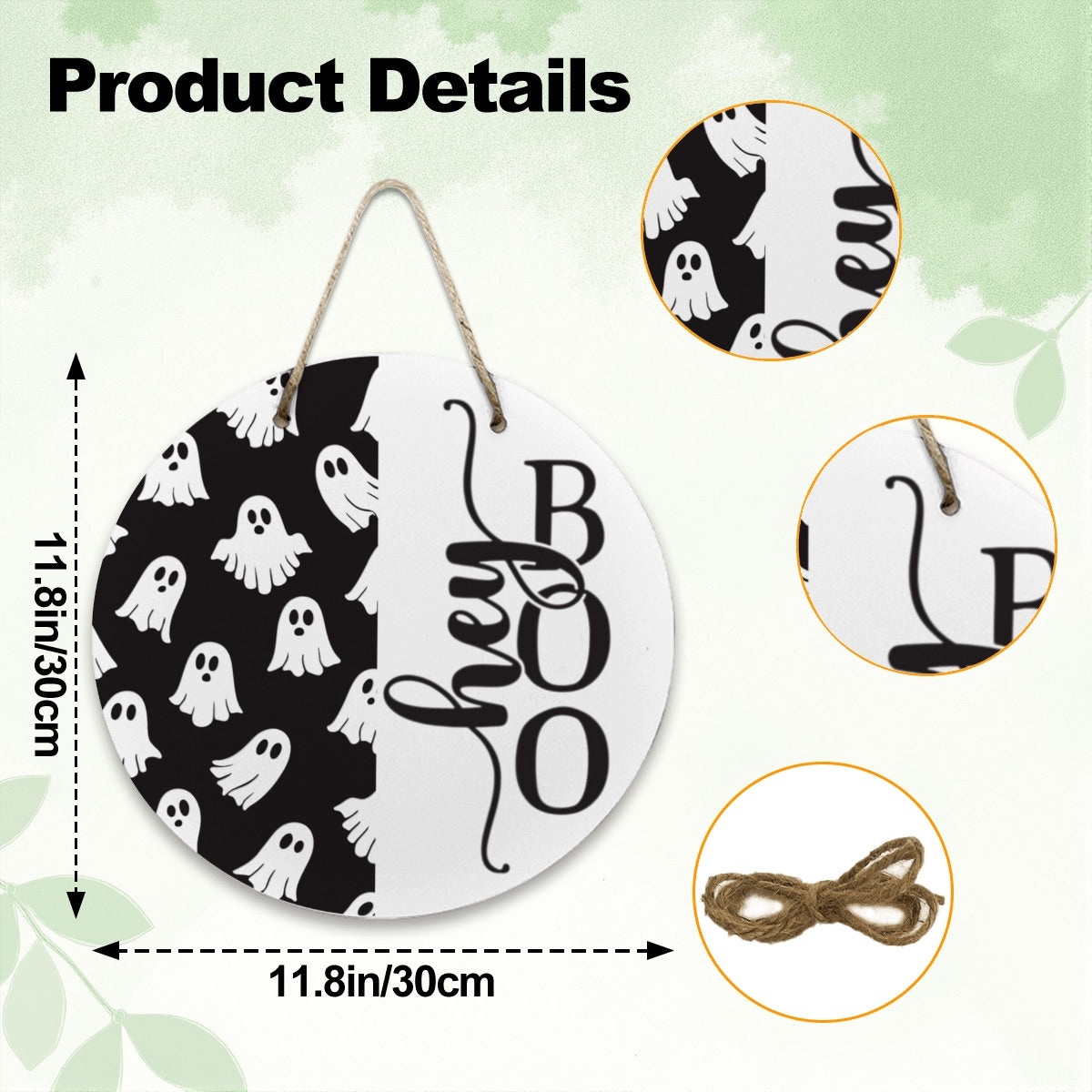 Ghostly Greetings "Hey Boo" Halloween Door Hanger