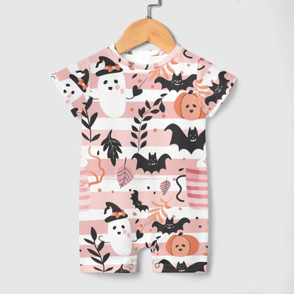 Spooky Cute Pink Halloween Short Sleeve Baby Romper