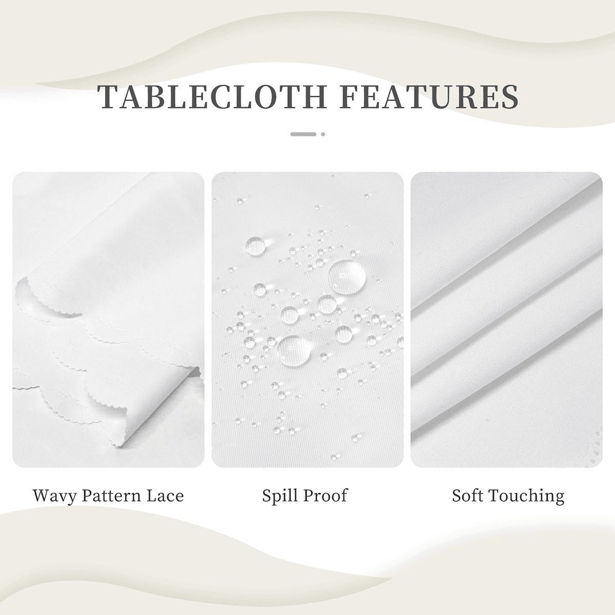 Woodland Forest Friends Round Tablecloth with Wavy Edge 60"