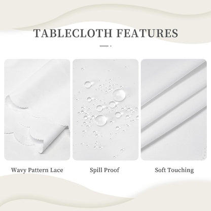 Fallen Leaves and Fir Cones Round Tablecloth with Wavy Edge 60"