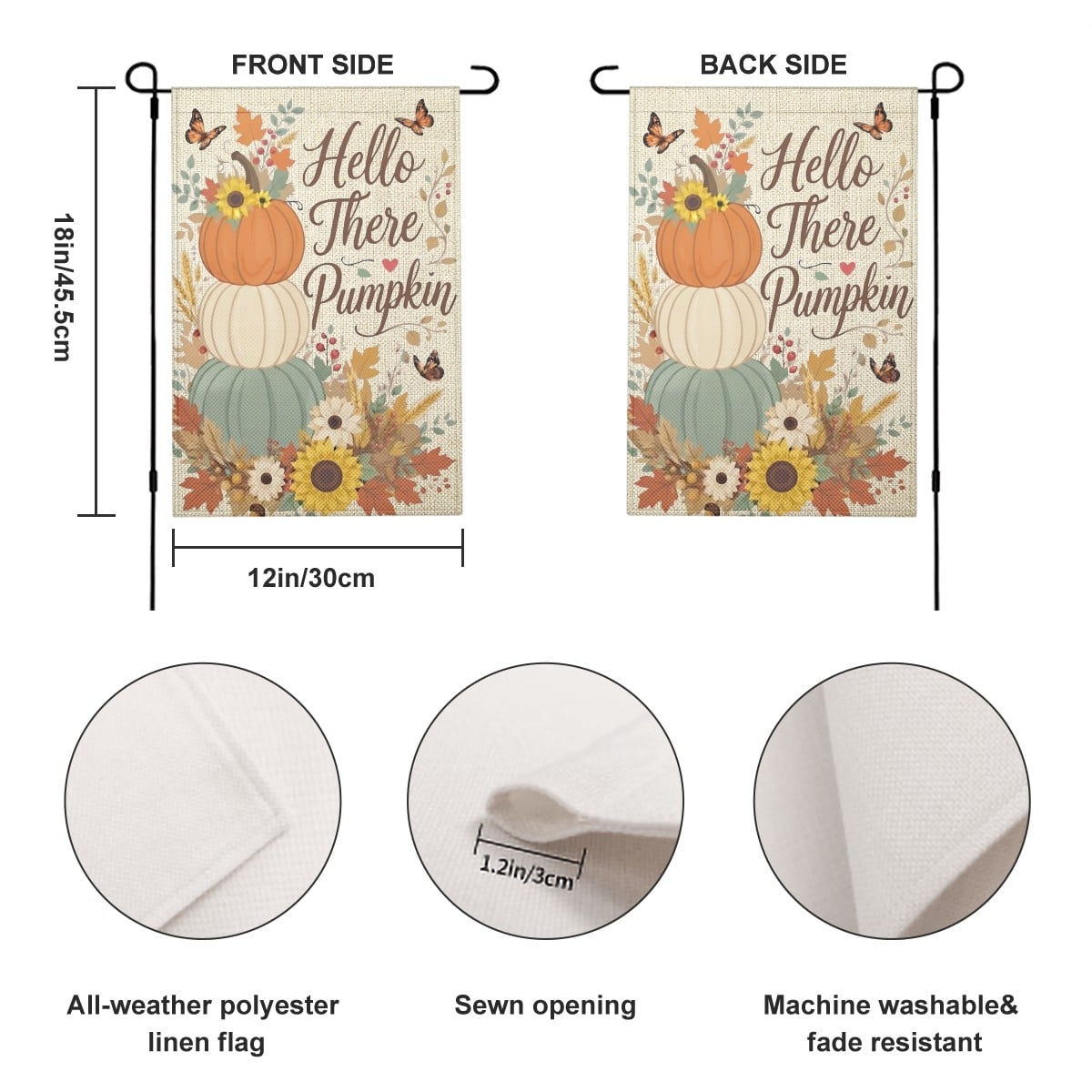 Hello Pumpkin Linen Outdoor Garden Flag Yard Decoration