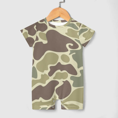 Old School Duck Camouflage Baby Short Sleeve Romper