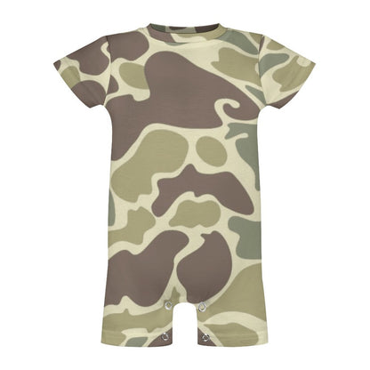 Old School Duck Camouflage Baby Short Sleeve Romper