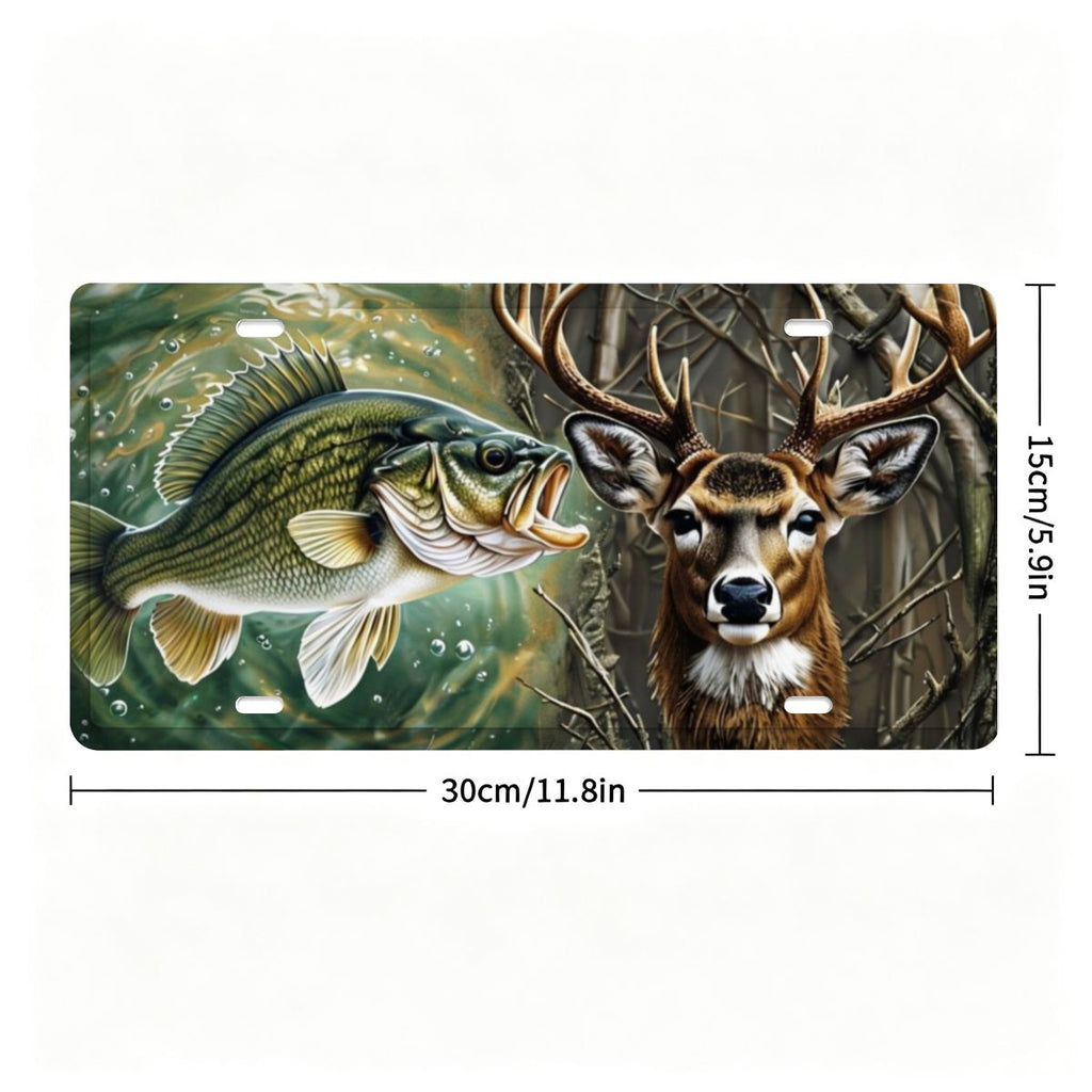 Fish & Deer Outdoor Enthusiast Blended Vehicle Decorative License Plate 12" × 6"