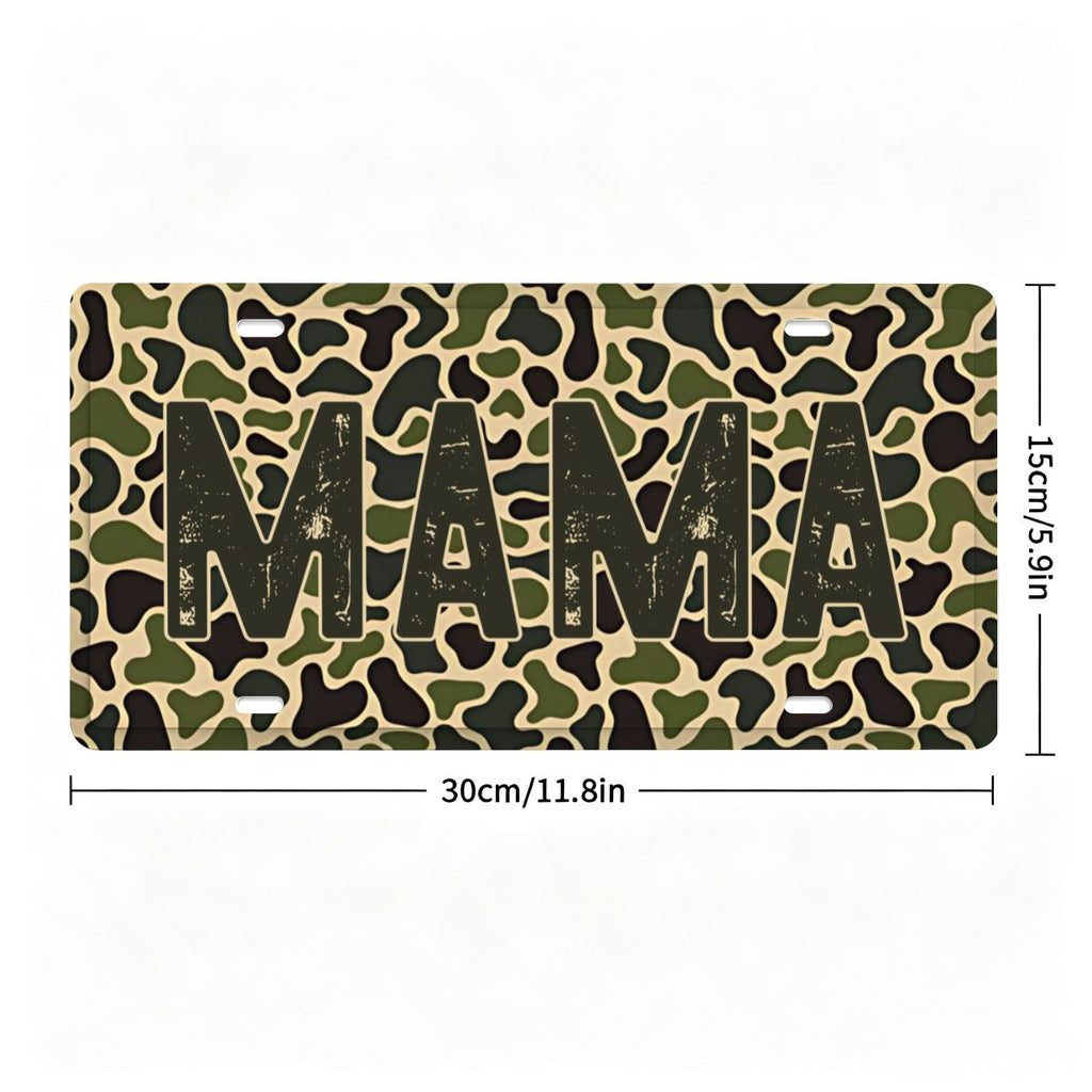 Retro Hunting Vibes Old Skool Camo "MAMA" Vehicle Decor License Plate 12" × 6"