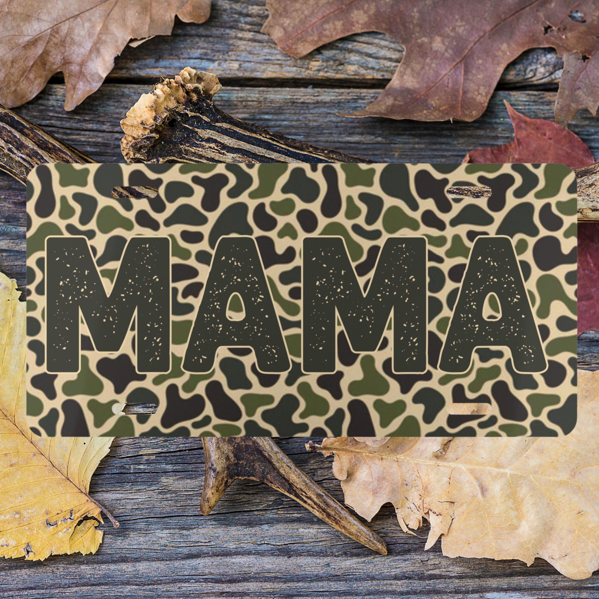 Retro Hunting Vibes Old Skool Camo "MAMA" Decorative License Plate