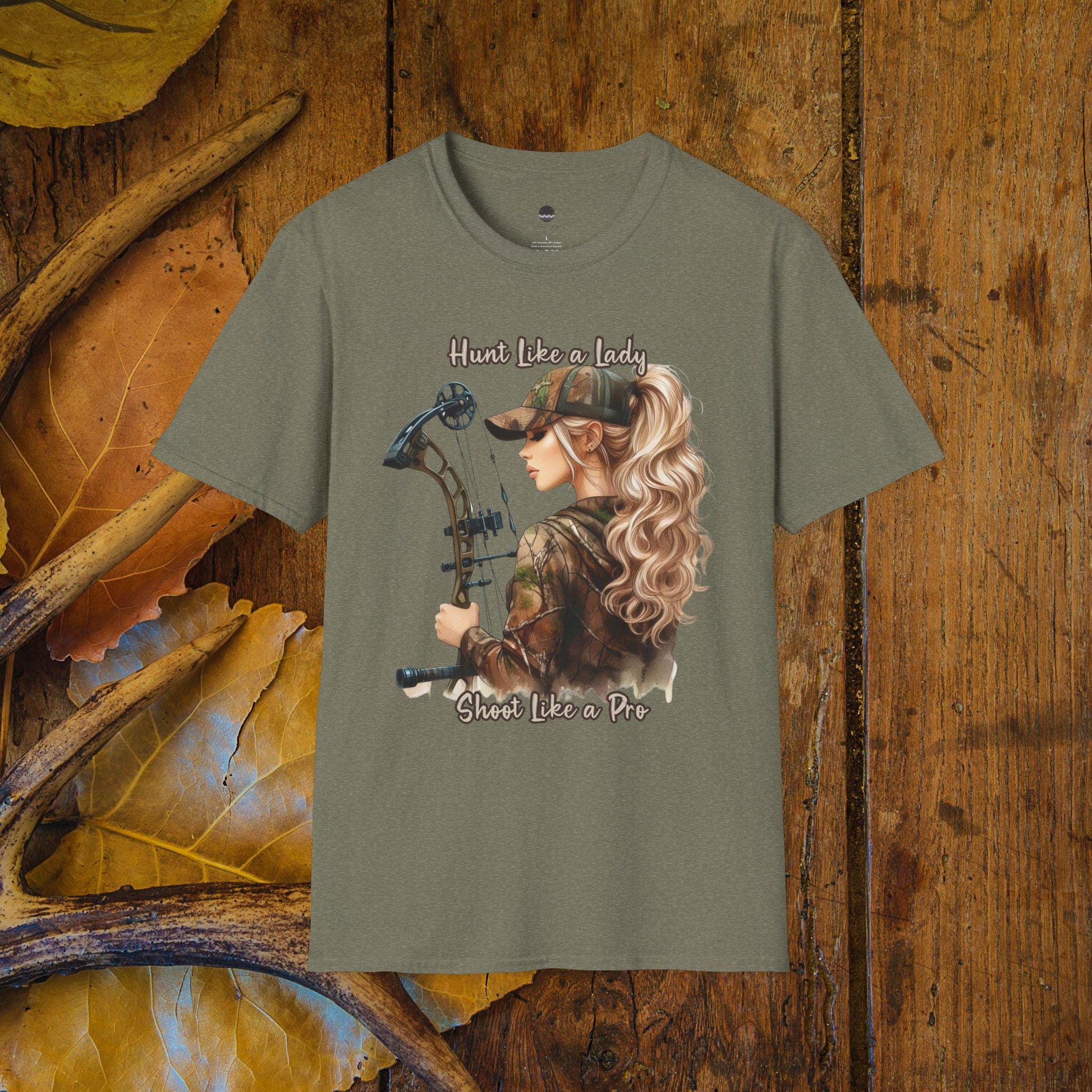 Hunt Like A Lady Female Bowhunter Graphic Softstyle T-Shirt