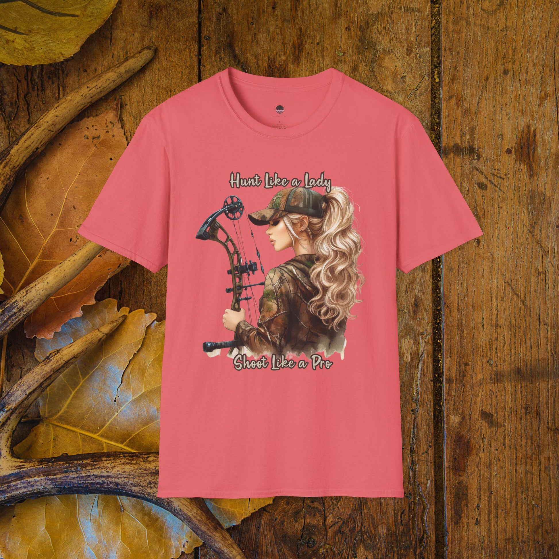 Hunt Like A Lady Female Bowhunter Graphic Softstyle T-Shirt