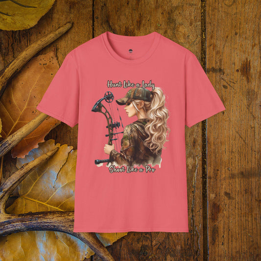 Hunt Like A Lady Female Bowhunter Graphic Softstyle T-Shirt