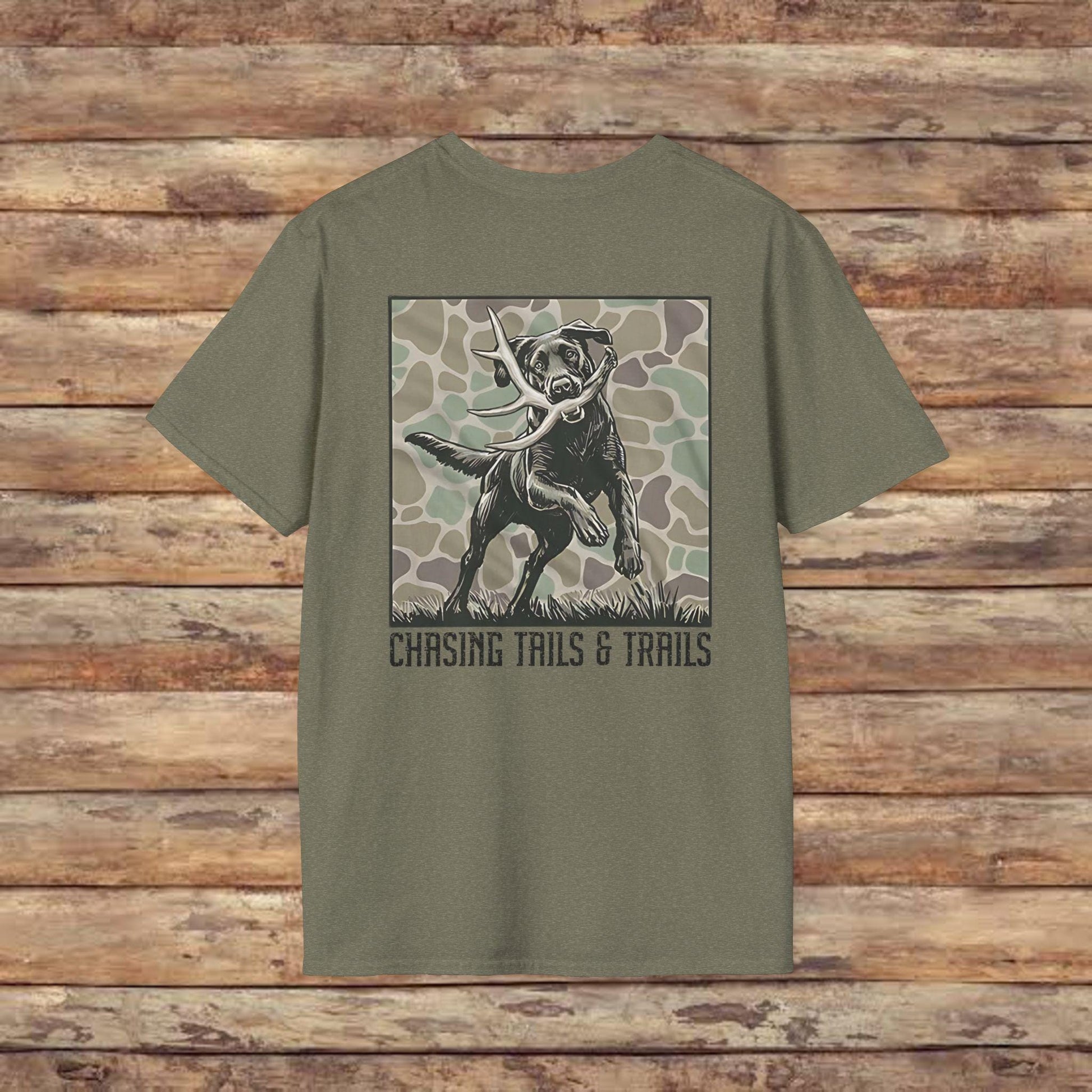 Chasing Tails & Trails Hunting Dog Softstyle Graphic T-Shirt