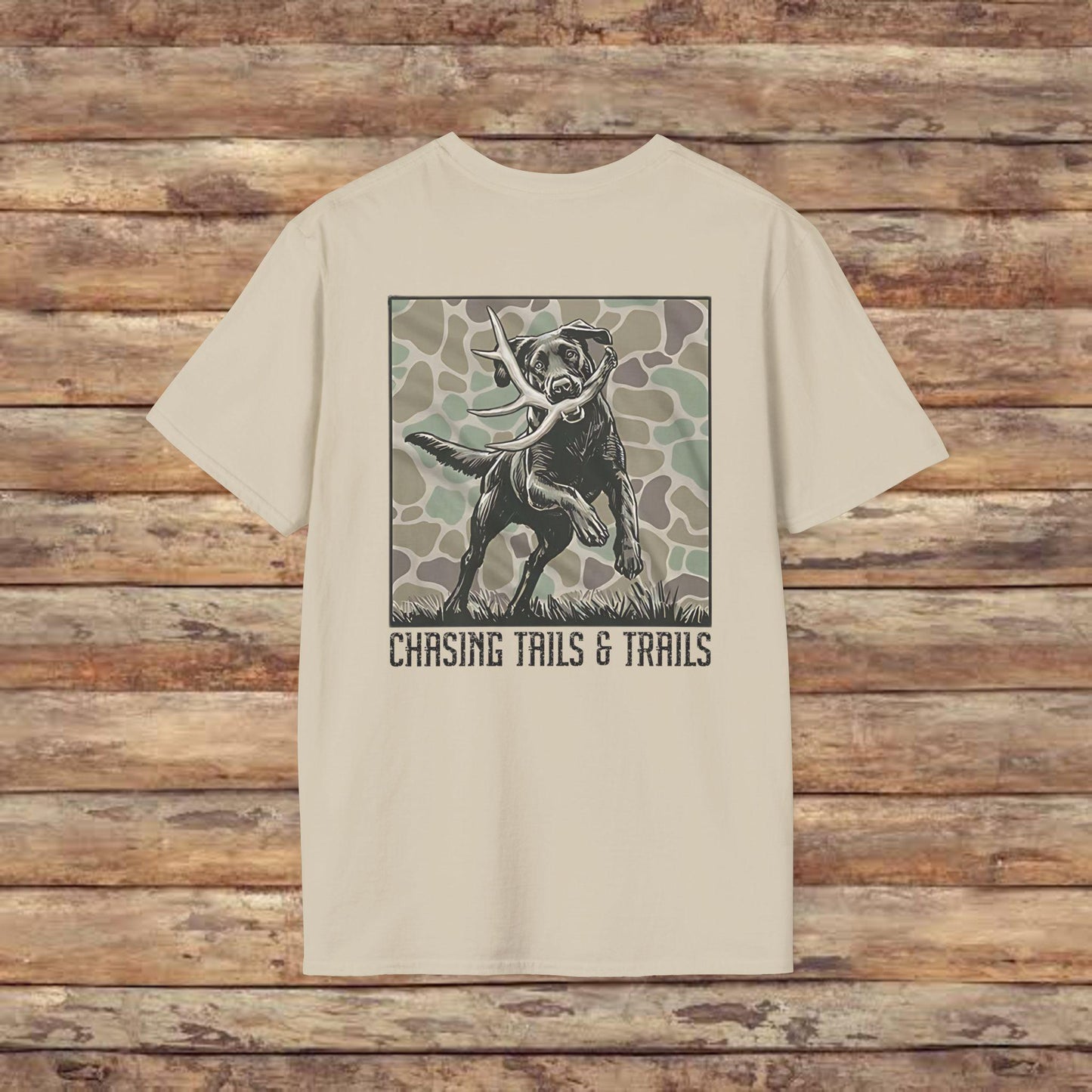 Chasing Tails & Trails Hunting Dog Softstyle Graphic T-Shirt