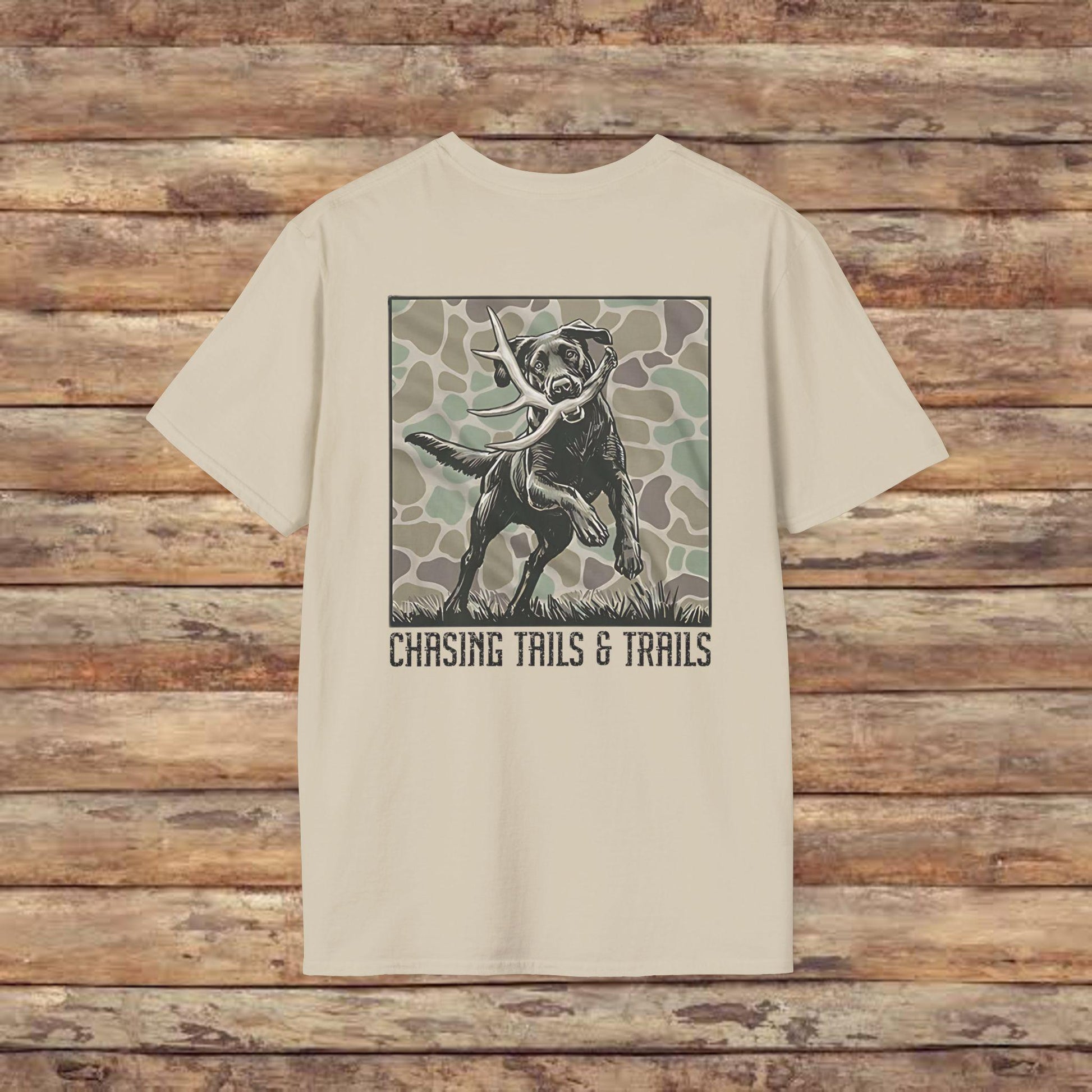 Chasing Tails & Trails Hunting Dog Softstyle Graphic T-Shirt