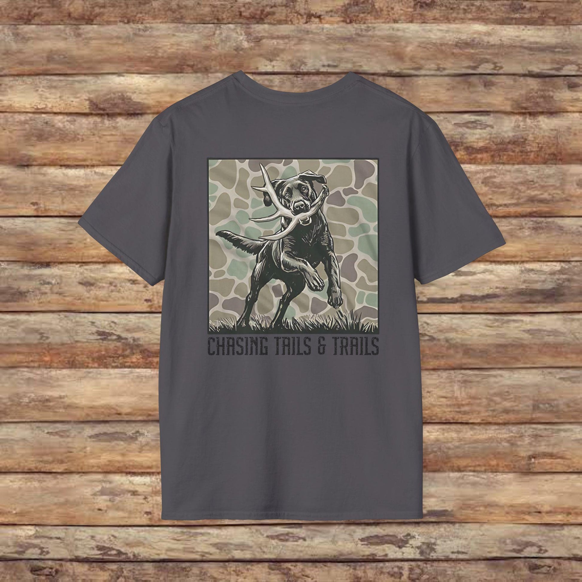 Chasing Tails & Trails Hunting Dog Softstyle Graphic T-Shirt