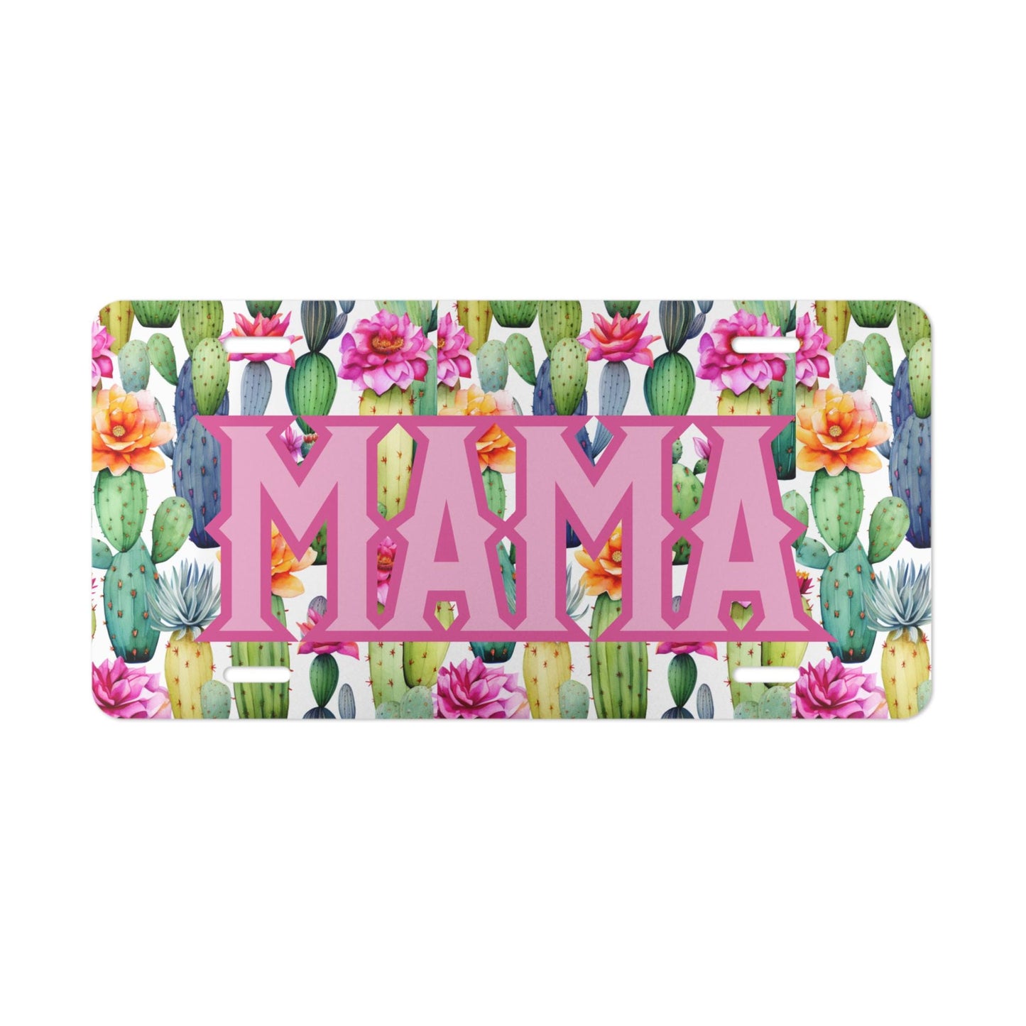 Colorful Watercolor Cactus MAMA Decorative License Plate