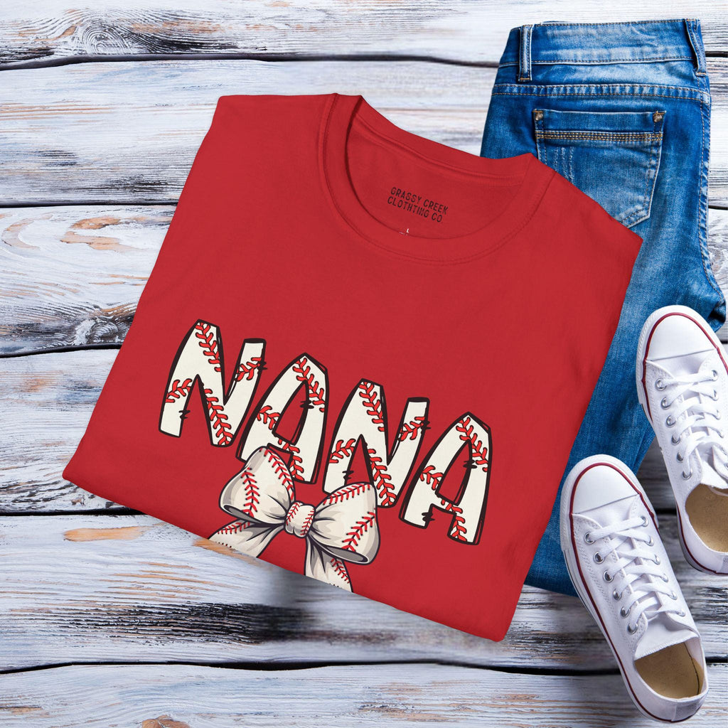 Nana Coquette Bow Sport Themed Graphic T-Shirts: Baseball, Softball, Football