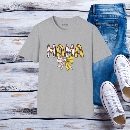 Mama Coquette Bow Sport Themed Graphic T-Shirts: Baseball, Softball, Football
