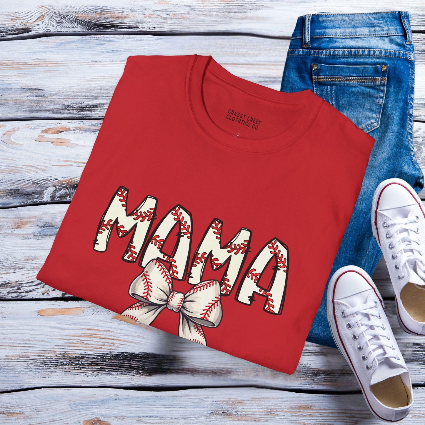 Mama Coquette Bow Sport Themed Graphic T-Shirts: Baseball, Softball, Football