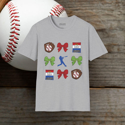 Baseball Theme Coquette Design Softstyle T-Shirt