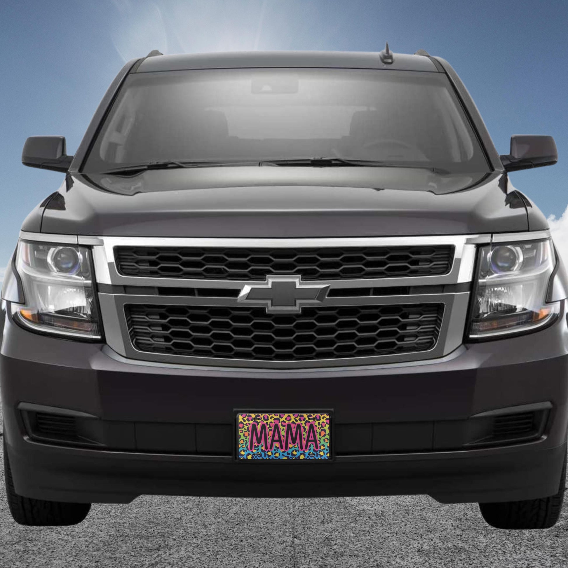 Mama Colorful Leopard Print Pattern Front Decorative License Plate
